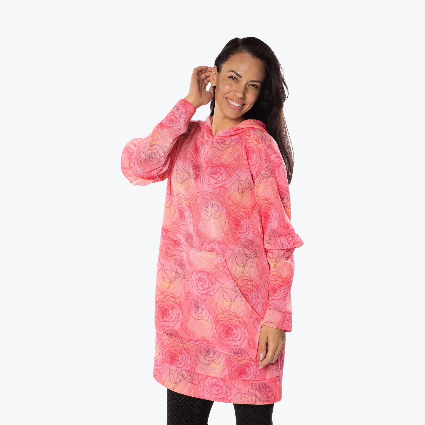 Peekaboo Sweater Fleece Tunic Hoodie